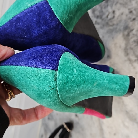 Vintage 80s multi color Retro Multicolor Heels Size 7.5 - Picture 10 of 16